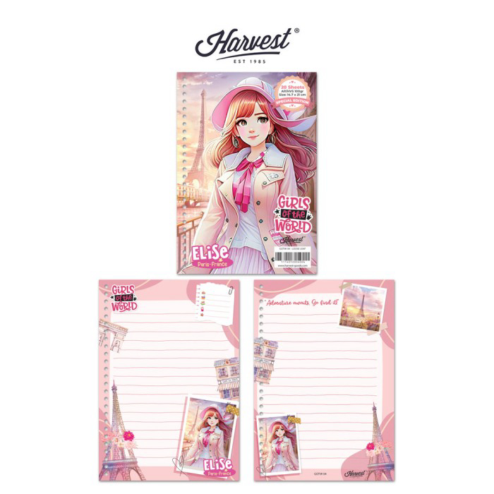 Loose Leaf / Kertas Binder Harvest A5 Girls of The World - Paris