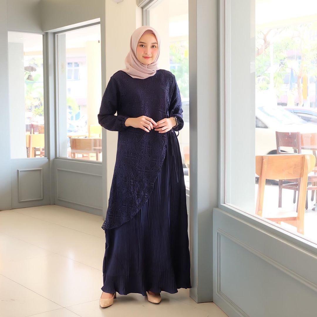 Baju Muslim Modern CINDY DRESS MOSCREPE MIX BRUKAT BIG SALE CUCI GUDANG Gamis Terbaru 2020 Modern Remaja Gamis Wanita Gamis Wanita Murah Simple