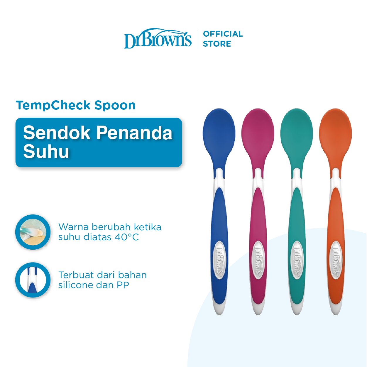 Dr. Browns TempCheck Spoons 4-Pack (TF024) / Sendok Makan Bayi / Sendok Makan Anak