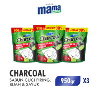 [Paket isi 3] Mama Lime Sabun Cuci Piring Buah dan Sayur Charcoal Pouch 950gr