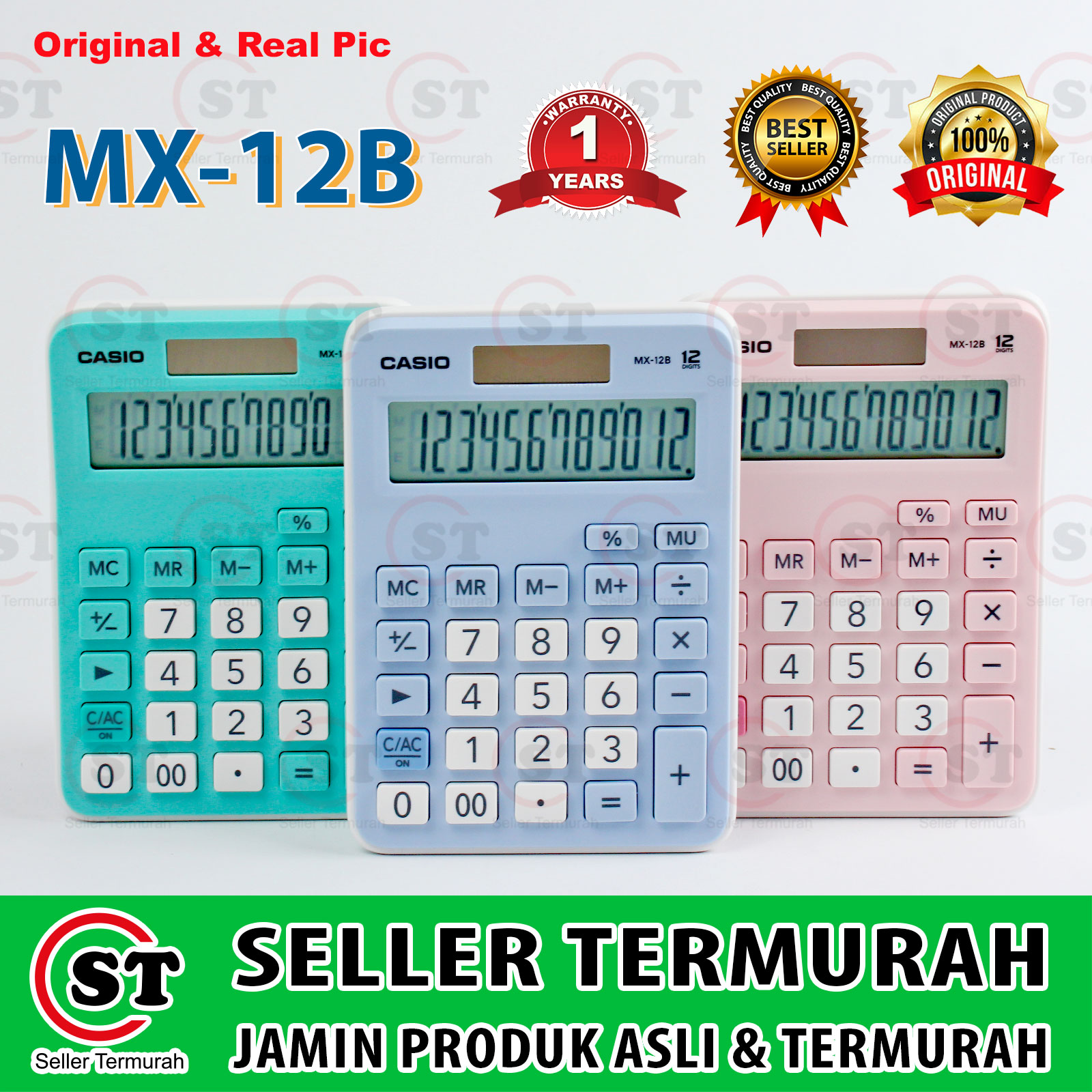 CASIO 12 DIGIT KALKULATOR CALCULATOR ALAT HITUNG MESIN HITUNG FANCY KANTOR OFFICE FANCY DELIGHT CALCULATOR CASIO SERIES MX 12 B MX12 B MX 12 WE 12 LB GN PK GARANSI RESMI ASABA 1 TAHUN