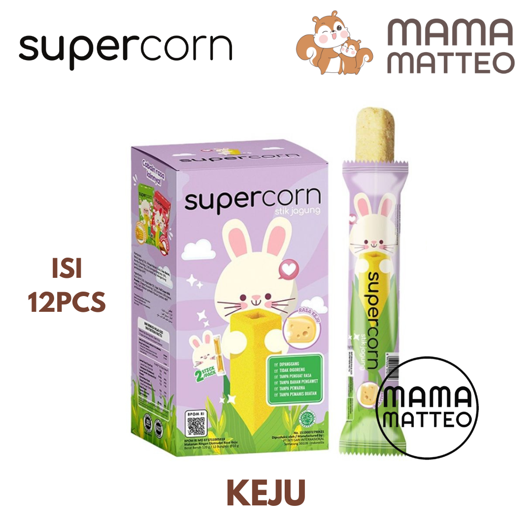SUPERCORN Stik Jagung Healthy Snack Camilan Bayi Super corn / Keju / Jagung Bakar / Ayam / Cemilan Momogi Sehat / BANDUNG