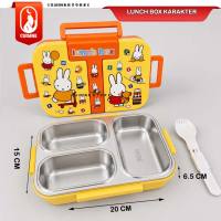 Lunch BOX Kotak Makan Anak Stainless Lunch Box Sekat Motif Lucu Tempat Bekal Sekolah Anti Bocor Kuromi Astro