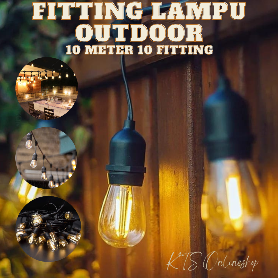 Fitting Lampu Gantung Outdoor 10 Meter 20 Fiting / 10 Meter 10 Fitting LAMPU GANTUNG CAFE 20 M / 10 M dekorasi