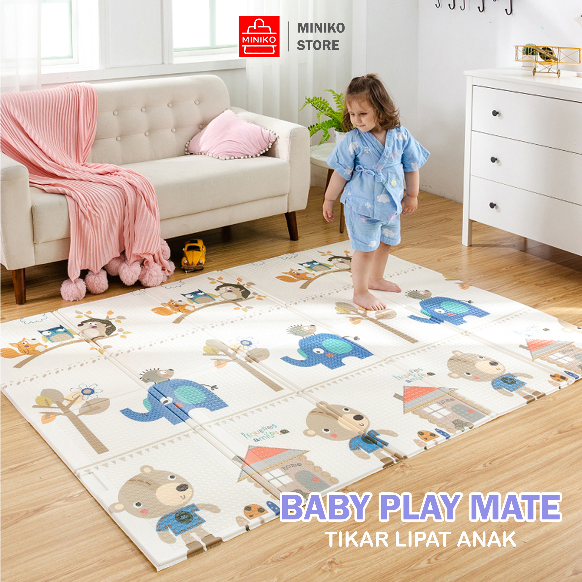 Bonus tas tiker lipat anak 180x200x8mm Baby playmat rol double xpe playmet