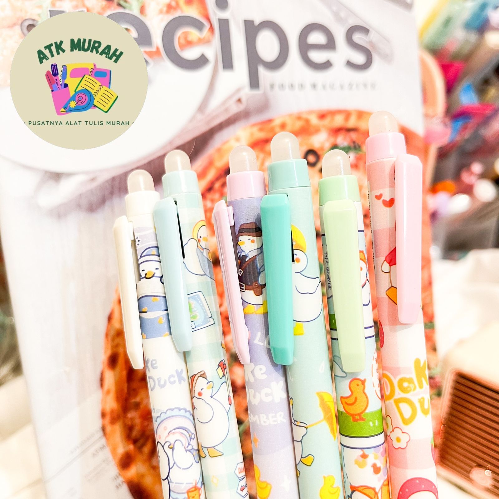 Eraseable pulpen mekanik bisa di hapus bebek beruang duck beArpena pen alat tulis murah unik sekolah kantor warna pastel kado unik hadiah ulang tahun