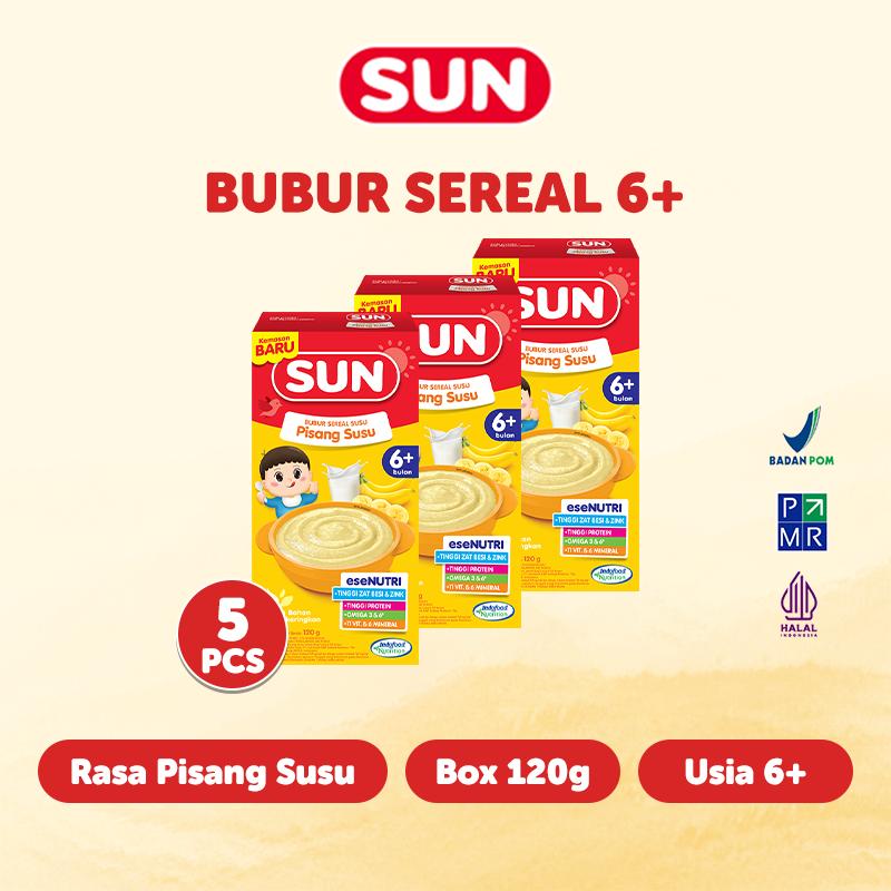 5 PCS - SUN Bubur Bayi 6+ Pisang Susu Ekonomis 120 Gr