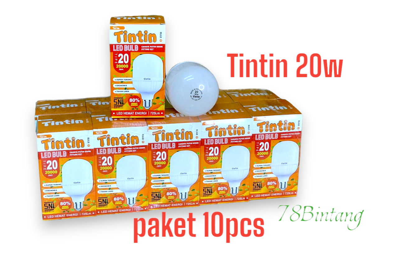 Lampu LED 20 watt paket 10pcs - bohlam TINTIN tipe 20 isi 10pcs - lampu TINTIN