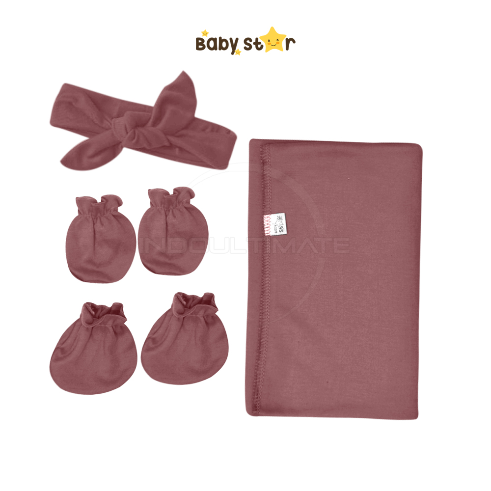 4in1 Paket Newborn Paket Lengkap Bayi Baru Lahir Bedong Bayi + Bandana Pita + Sarung Tangan Kaki Bayi BABY STAR Alas Tidur Bayi Selimut Tidur Bayi Perlengkapan Bayi Baru Lahir BCS-2293PT