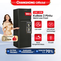 CHANGHONG Kulkas 2 Pintu CRF-238 Hitam Kapasitas 180 Liter Daya Listrik 70-Watt (GARANSI 5 TAHUN)