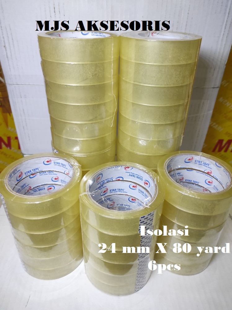 Isolasi bening kecil isi 6 PCS 24 mm x 80 yard (1 inch) Golden / Nawa Tape solatip/selotip/ Solasiban Termurah Bisa cod!!!