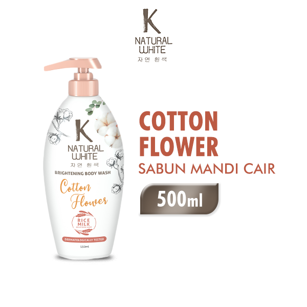 K NATURAL WHITE Sabun Mandi Cair Cotton Flower Botol 500ml
