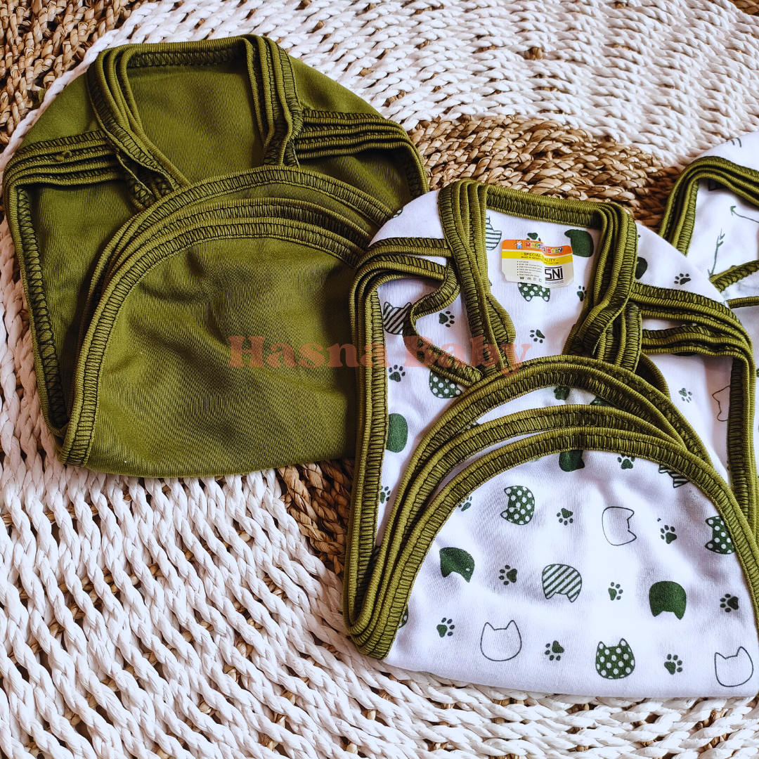 Paket Popok Tali Lusinan SNI seri hijau Olive Popok Tali Bayi Baru Lahir Baby NewBorn Gift Set -Juragan Lebak