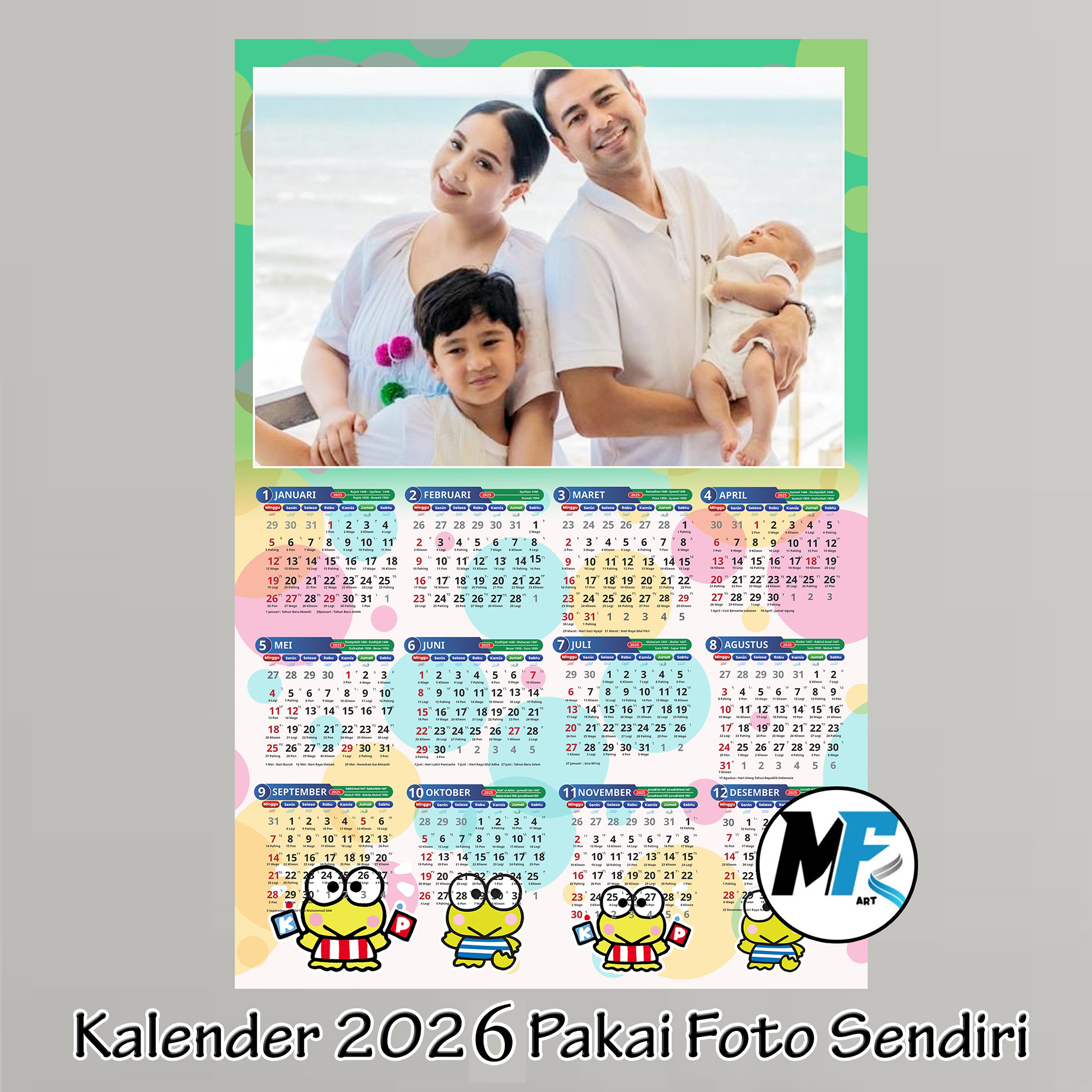 KALENDER 2026 PAKAI FOTO SENDIRI SUDAH ADA LUBANG GANTUNGAN PAKU NYA