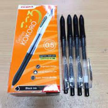 GROSIR MURAH PULPEN GEL / BOLPEN GEL KOKORO ZEBRA 0.5 BLACK / PACK