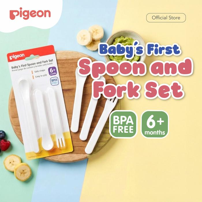 Pigeon Spoon and Fork Set – Sendok Garpu Bayi Aman & Ergonomis - Lavie Baby house