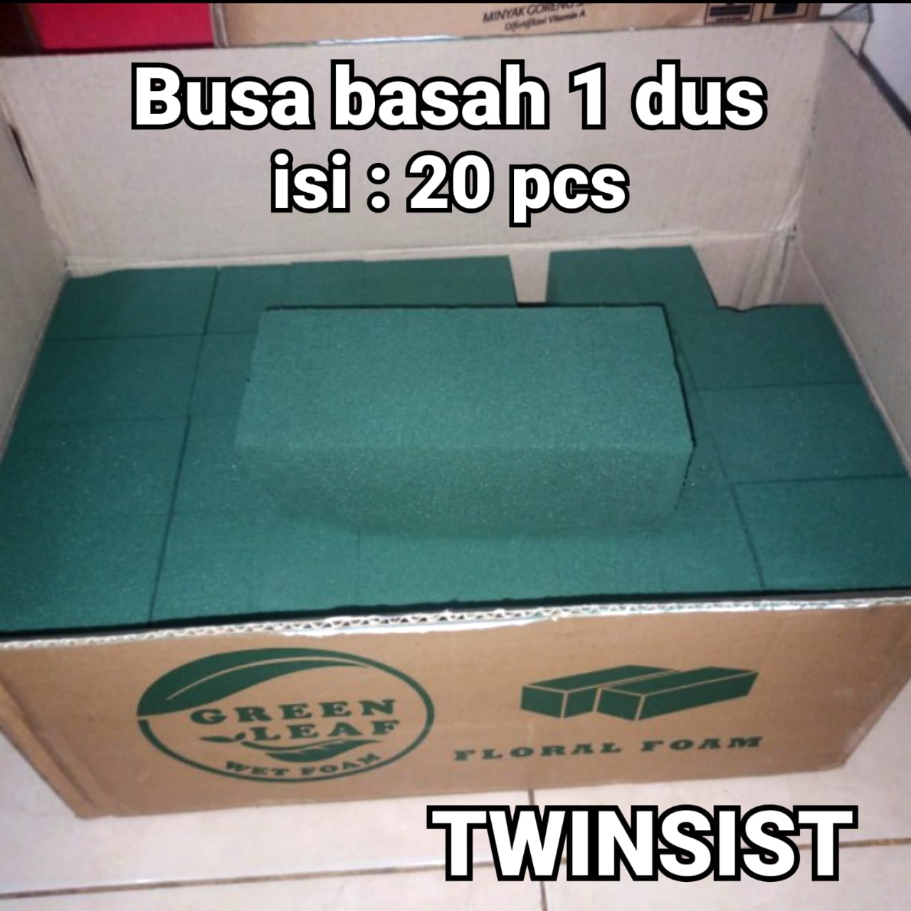 Busa Basah Vecto 1 Dus / Busa Basah Green Leaf 1 Dus / Floral Foam / Oasis Basah / Gabus Bunga Hidup / Wet Foam