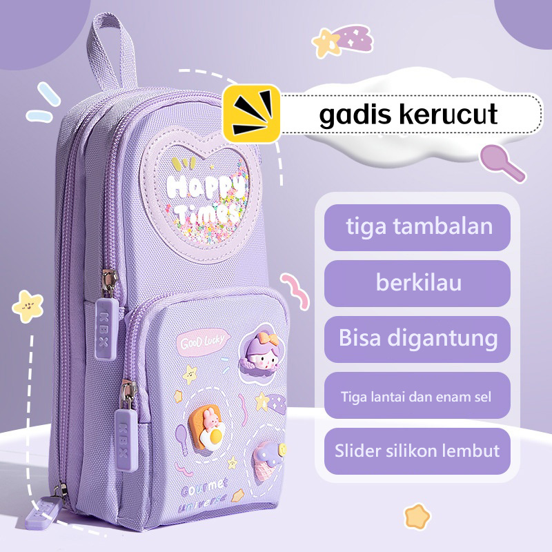 Pencil Case Anak lucu kapasitas besar Kotak pensil /kotak pensil kanvas 6 ruang/kotak pensil anak sekolah/Tempat pensil kapasitas besar