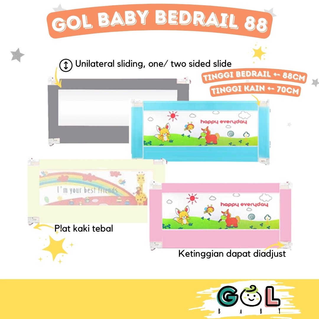 GOL Baby Bedrail Bedguard Pembatas Pengaman Pagar Dipan Kasur Ranjang Bayi Bed Rail Safe Guard