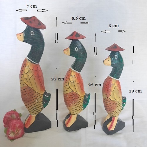 Pajangan Bebek Kayu Bebek Topi Dan Bebek Renang 1 Set (3pcs) Realpict Cantik
