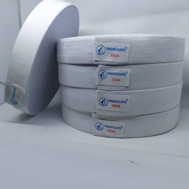 55A Karet Elastis penguin Diameter 3 cm (555A) Warna Putih/Hitam