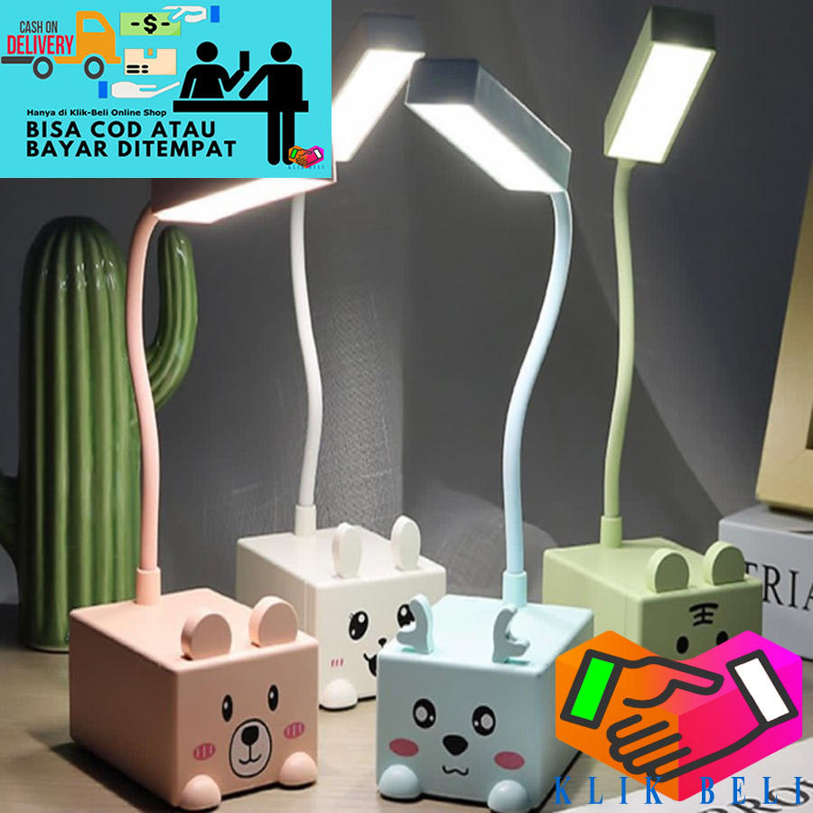 Klik-Beli Lampu Belajar Kotak Rechargeable Portable Lampu Meja LED Karakter Phone Holder Desk Lamp