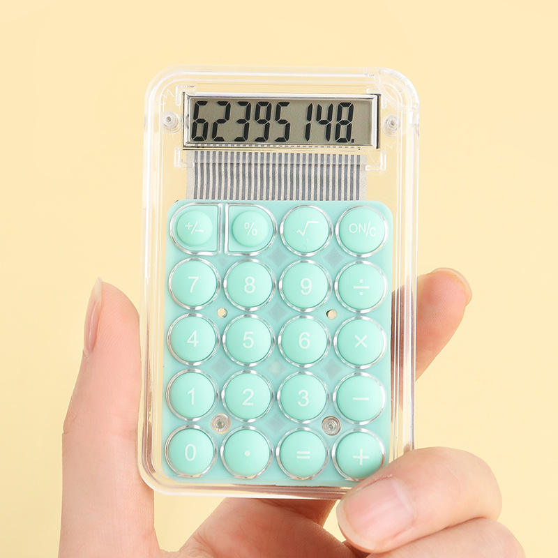 TERBARU Kalkulator Mini Transparant Saku 8 Digit Calculator peralatan Sekolah Matematika elektronik bertenaga baterai Pocket Cute Aesthethic Electronic akuntan keuangan portable siswa kantor Pastel Imut Ungu Pink LILAC