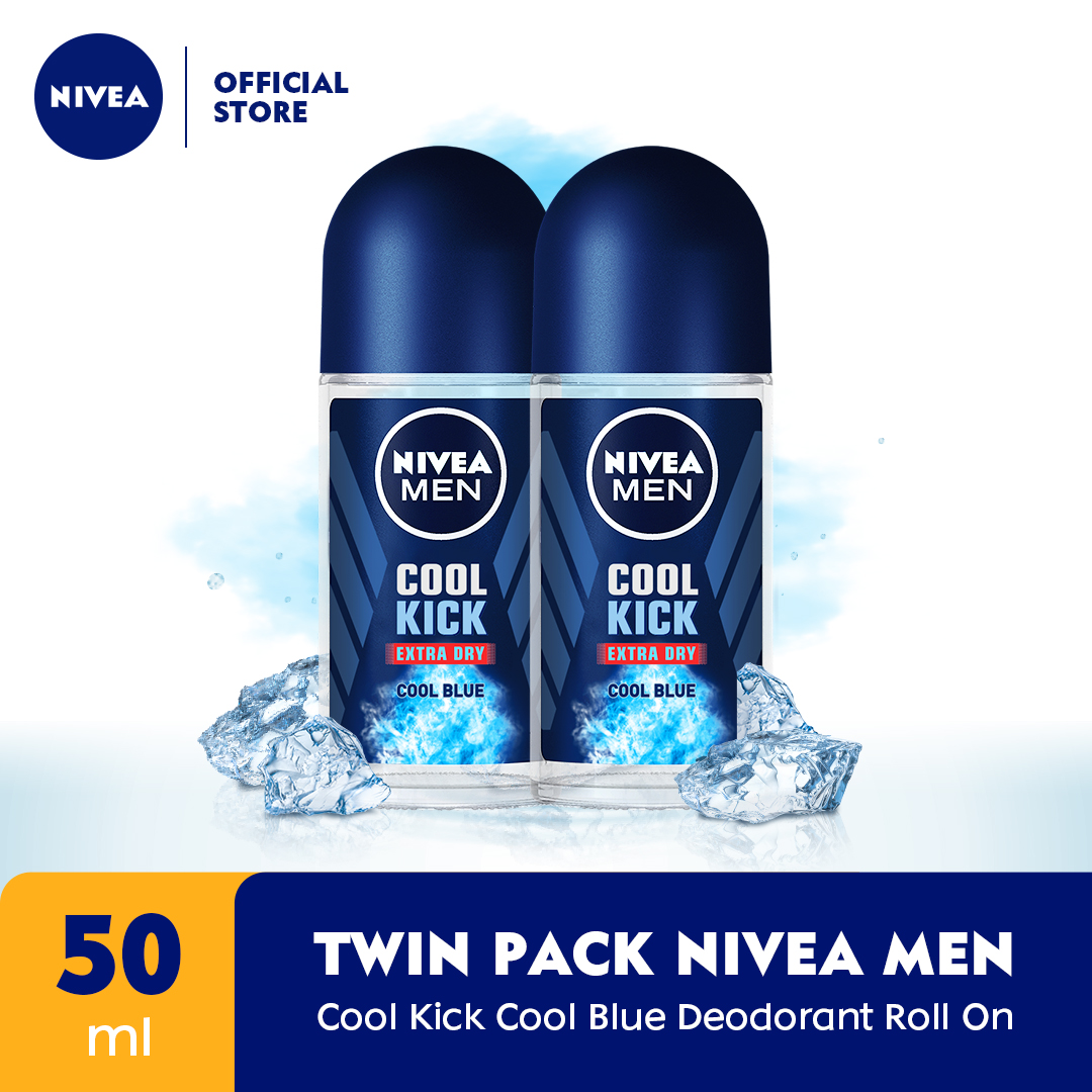 (PAKET HEMAT ISI 2) NIVEA MEN Deodorant Roll On Cool Kick 50ml - Deodoran pria perlindungan ekstr...