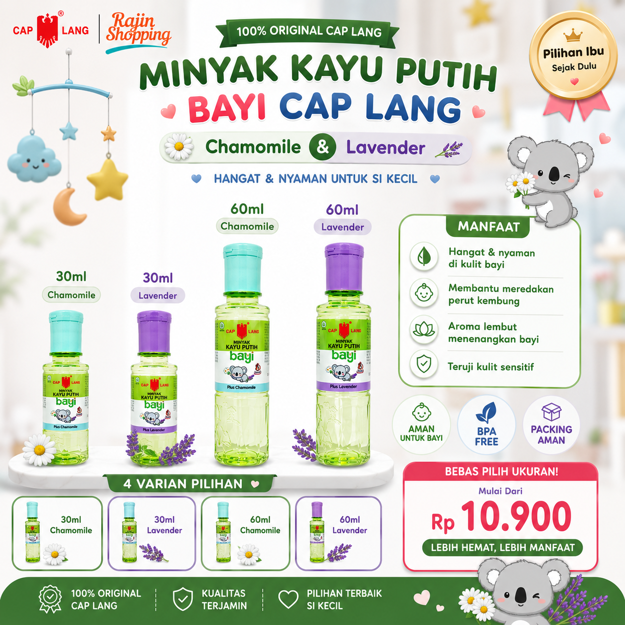 MINYAK KAYU PUTIH BAYI CAP LANG 30 ML LAVENDER & CHAMOMILE