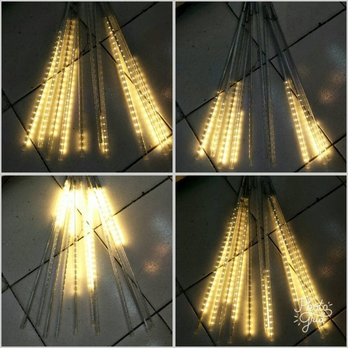 LAMPU LED HUJAN METEOR 10 BATANG 50 CM MERAH PUTIH POHON RGB 8 HIAS DEKORASI RAMADHAN AGUSTUS