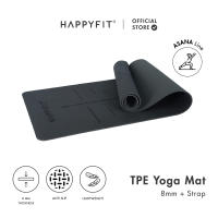 HAPPYFIT [FREE Strap] Yoga Mat Asana TPE 8mm - Matras Yoga TPE - Matras Yoga