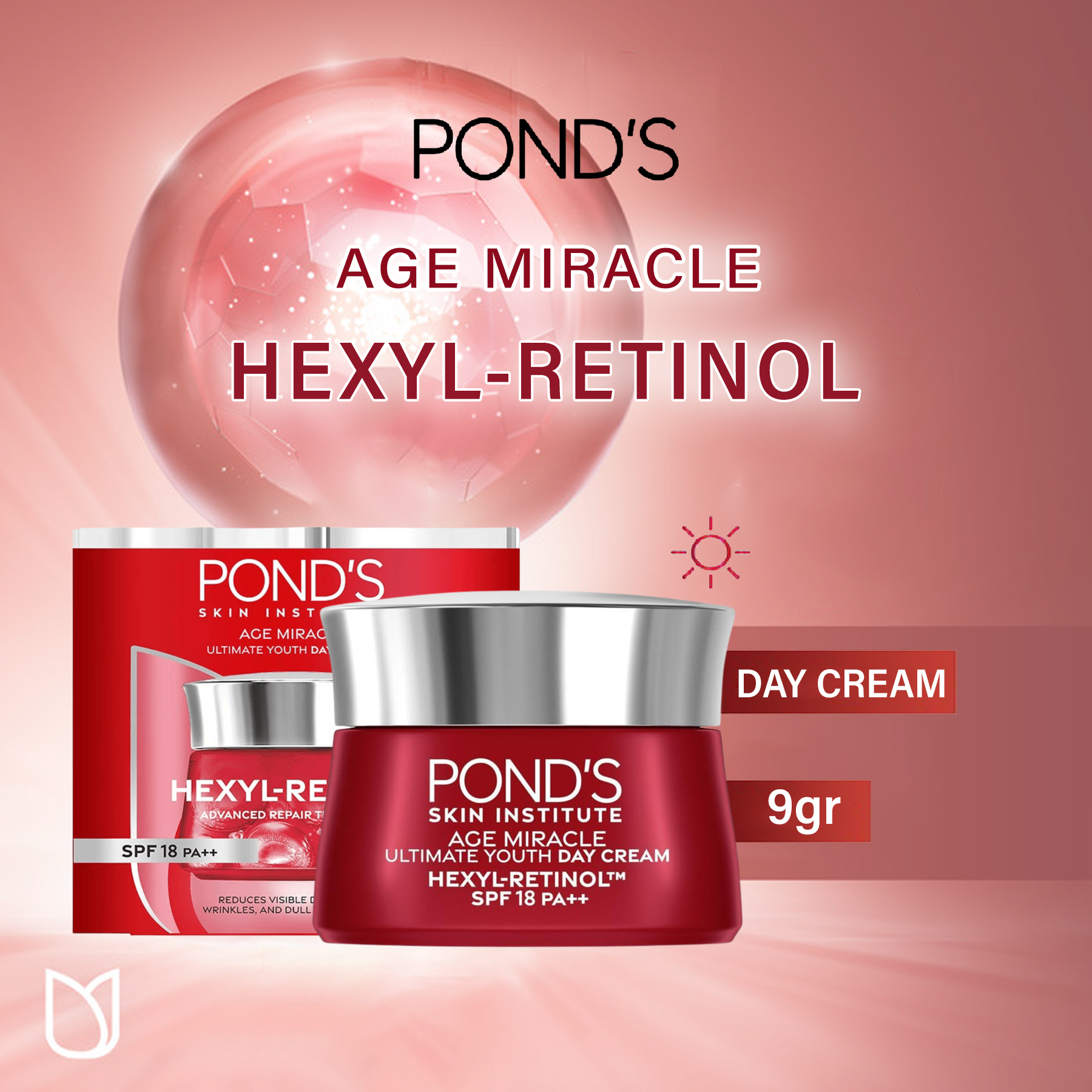 PONDS AGE MIRACLE Day Cream Anti Aging Moisturizer Pelembab Muka 10gr - Uni Store - UnihStore
