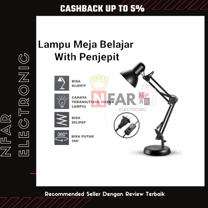 Lampu Meja Belajar Jepit Lampu Meja Belajar Arsitek Lampu Baca LED