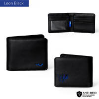 Wallts Leon Dompet Lipat Pria Faux Leather Kulit Hitam Men Wallet