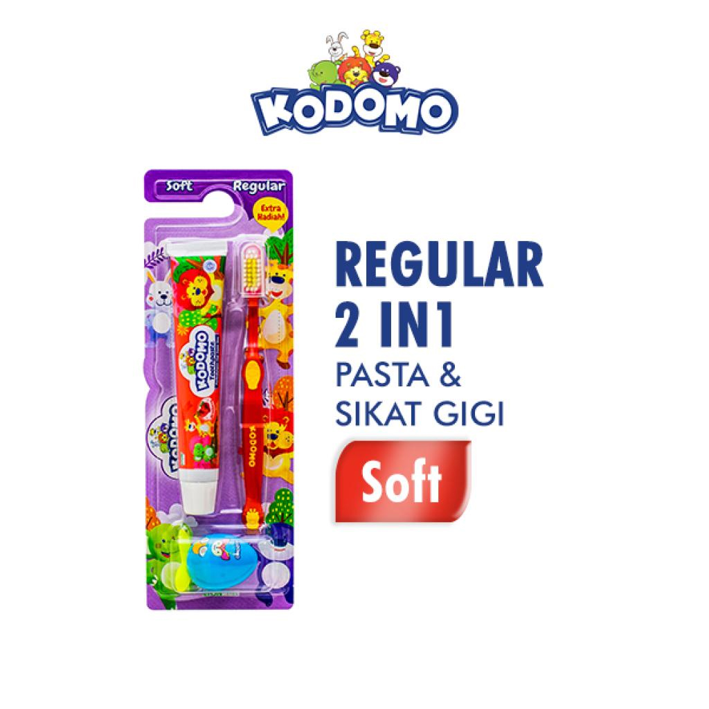 KODOMO Sikat Gigi Reguler 2 IN 1 - Random Color/Motif