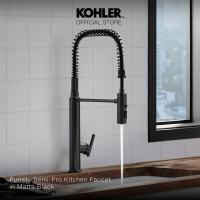 KOHLER Purist Keran Dapur Kran Cuci Piring Kitchen Faucet Sink Mixer Panas Dingin Semi-Professional Hitam Matte Black K-24982T-4-BL