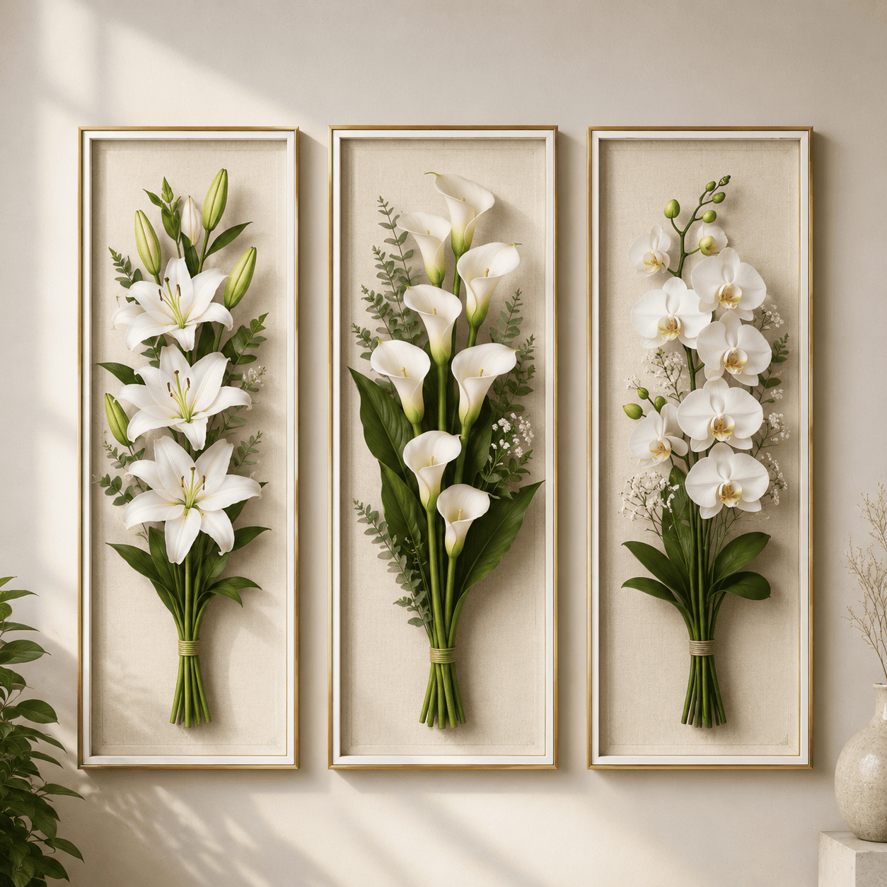 LANGSUNG KIRIM 3 Pcs Hiasan Dinding Estetik 3D Gambar Bunga ukuran 10x30cm