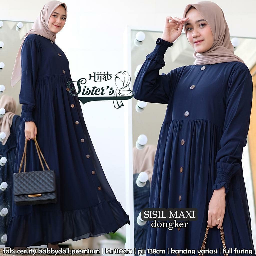 Baju Muslim Modern SISIL MAXI BL Bahan KATUN RAYON GAMIS TERBARU 2020 Modern Remaja Gamis Wanita Murah Gamis Wanita Jumbo