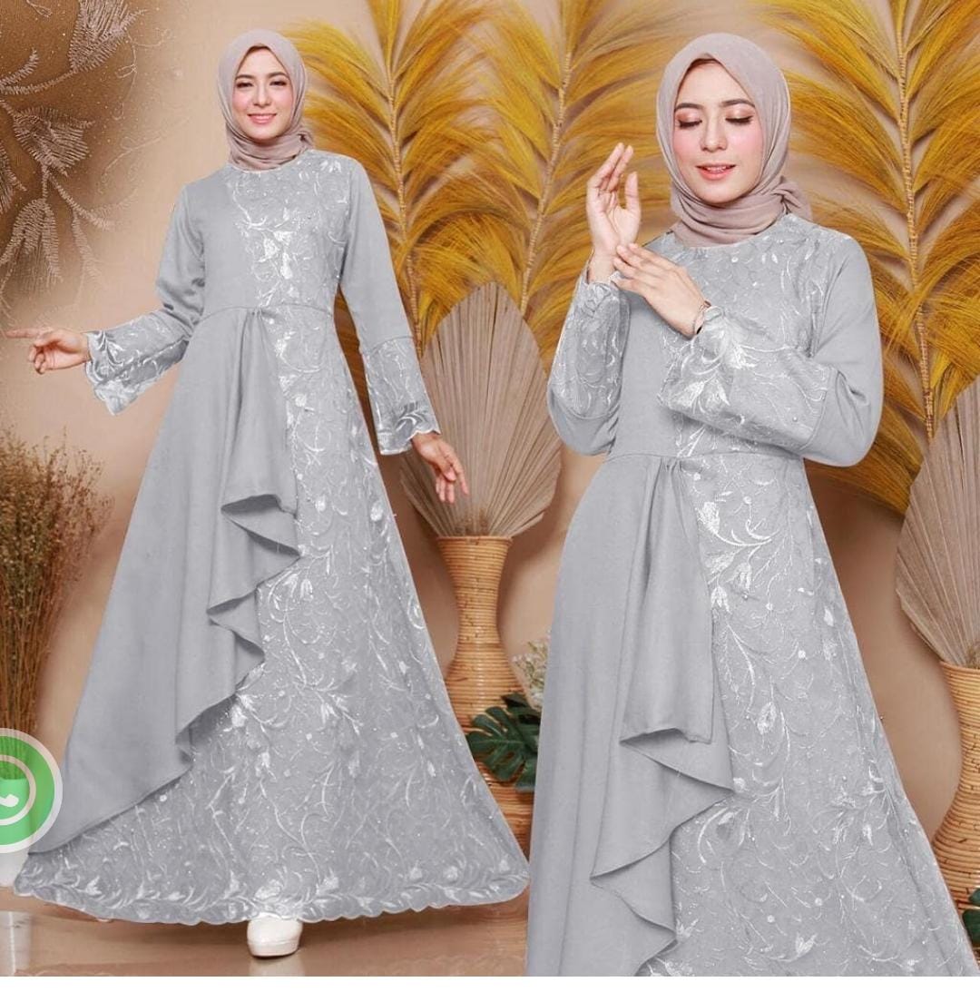 Baju Muslim Modern ZOLANA DRESS BO Bahan MOSSCRAPE MIX BRUKAT Baju Gamis Wanita Brukat Baju Gamis Remaja Gamis Wanita Terbaru 2021 BEST SELLER