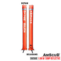 AmScuD Sausage Surface Marker Buoy (SMB) 1.6 Meter Dump Valve + Reflective Tape 995468 / Scuba Diving SMB Surface Marker Buoy / Alatselam.com