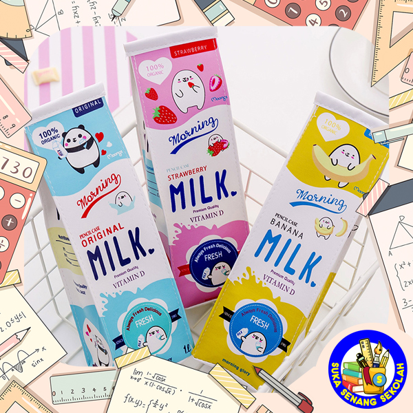 Kotak Pensil / Tempat Pensil Bentuk Kotak Susu Lucu SK0078
