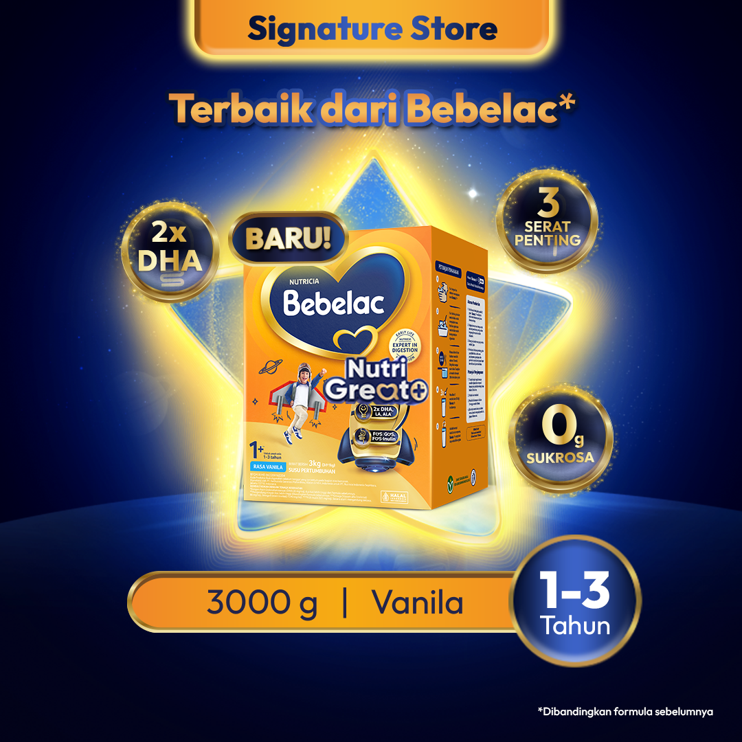 Bebelac 3 / Bebelac 1+ Vanila Susu Pertumbuhan Bubuk 3000gr - Untuk Usia 1-3 Tahun