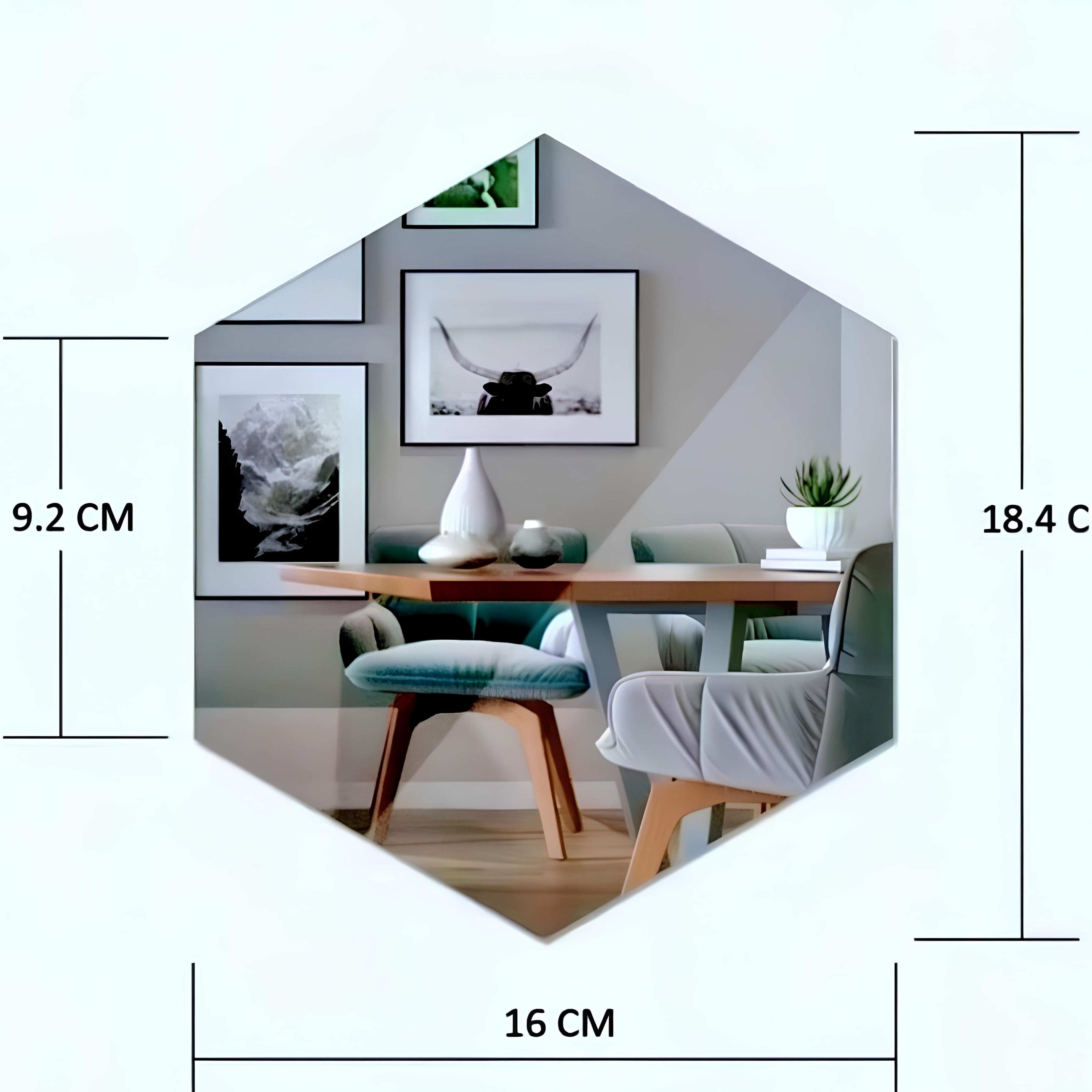 18 CM Kaca Cermin Hexagonal Besar Cermin Hiasan Dinding Dekorasi Kamar Tidur |Kaca Cermin Elegan Kaca Cermin Dinding Dekorasi Rumah