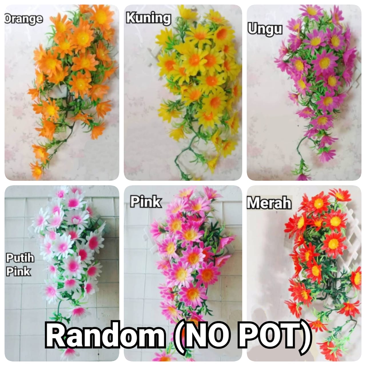 Bunga Rambat Seruni Gantung Plastik Artificial Palsu / Bunga Rambat Tempel Dinding / Tanaman Hias
