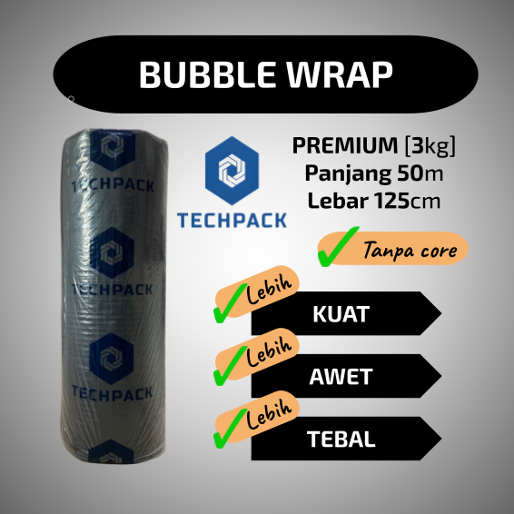 Plastik Bubble Wrap Roll 125 cm x 50 m Hitam Premium Tebal 125cm x 50m TECHPACK Bable Bubblewrap