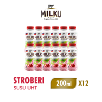 MILKU Susu UHT Stroberi Premium 200ml isi 12 [Karton]