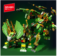 Sembo Robot Mecha Armor - Koleksi Mythical Beast: Naga Azure Harimau Putih & Phoenix Mainan Balok