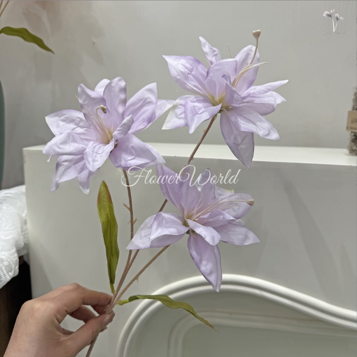 [FlowerWorld]Artificial Bunga Lily 1 tangkai 3 Cabang Bahan Kain / Bunga Artficial Lily Bunga Palsu Plastik Buatan Imitasi Hias Dekor Buket Bouquet Rumah Pesta/Bunga Hias Plastik/Bunga Hias Plastik Murah Dan Import/Bunga Hias Per Tangkai