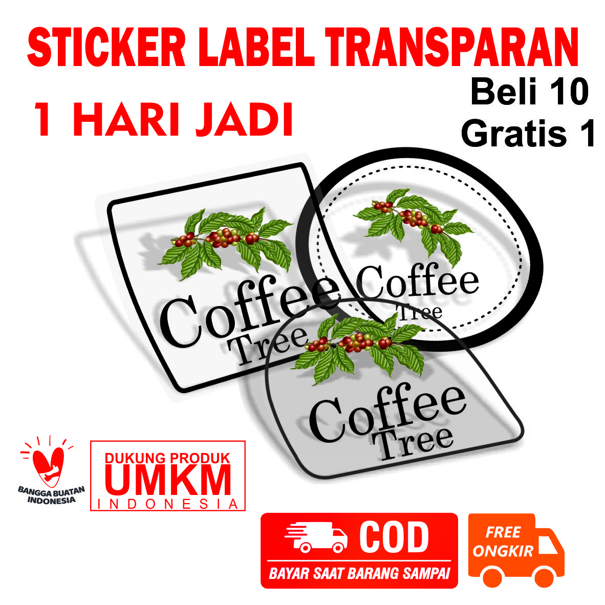 CETAK STIKER TRANSPARAN CUP MINUMAN