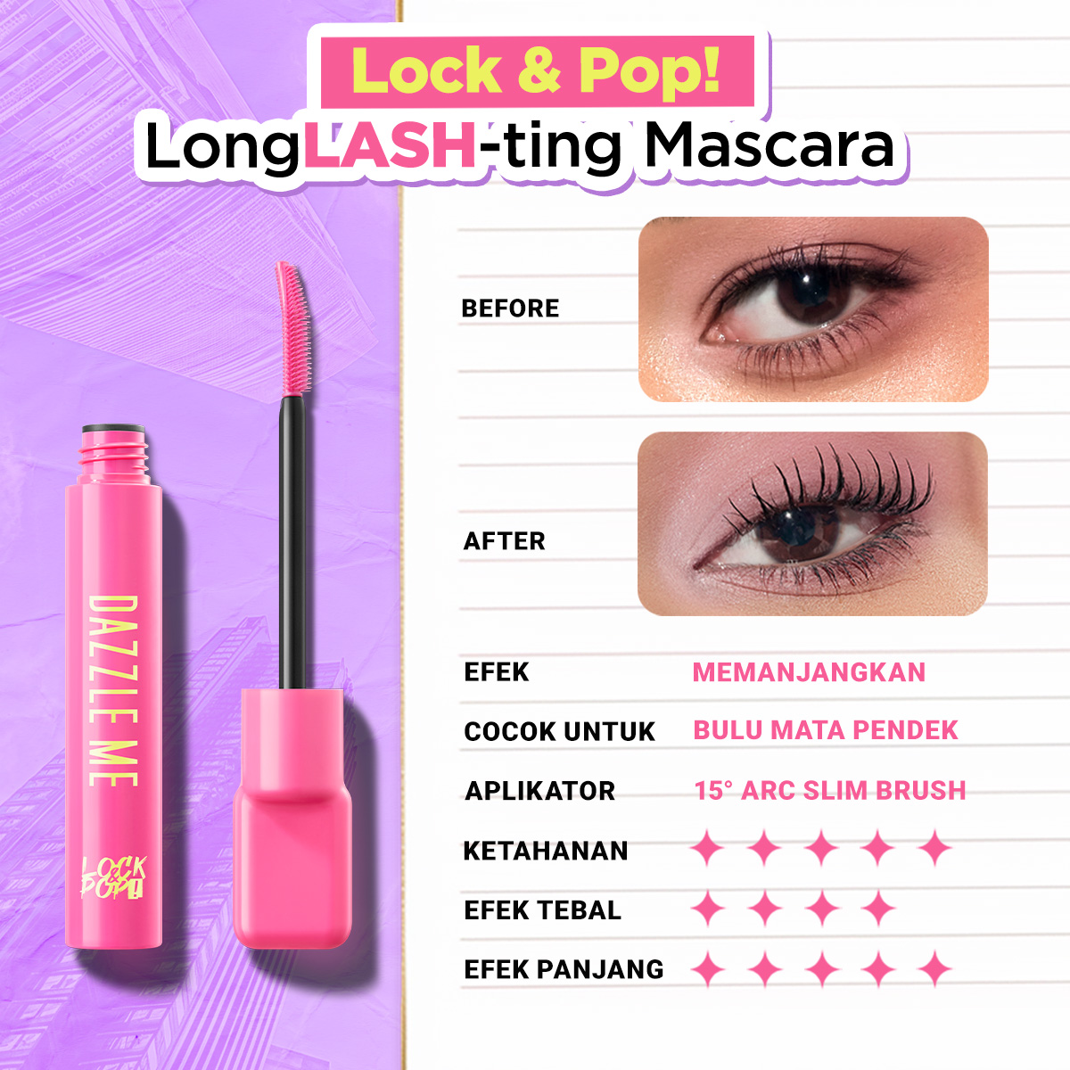 [NEW LAUNCH] Barbie x Dazzle Me Lock & Pop! 3D Curl-ing Iron Mascara Tahan Lama 24 Jam hasil bulu...